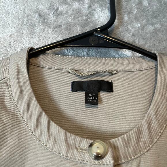 ATM Anthony Thomas Melillo Collarless Twill Belted Shirt Jacket Size Small Khaki - Picture 2 of 8